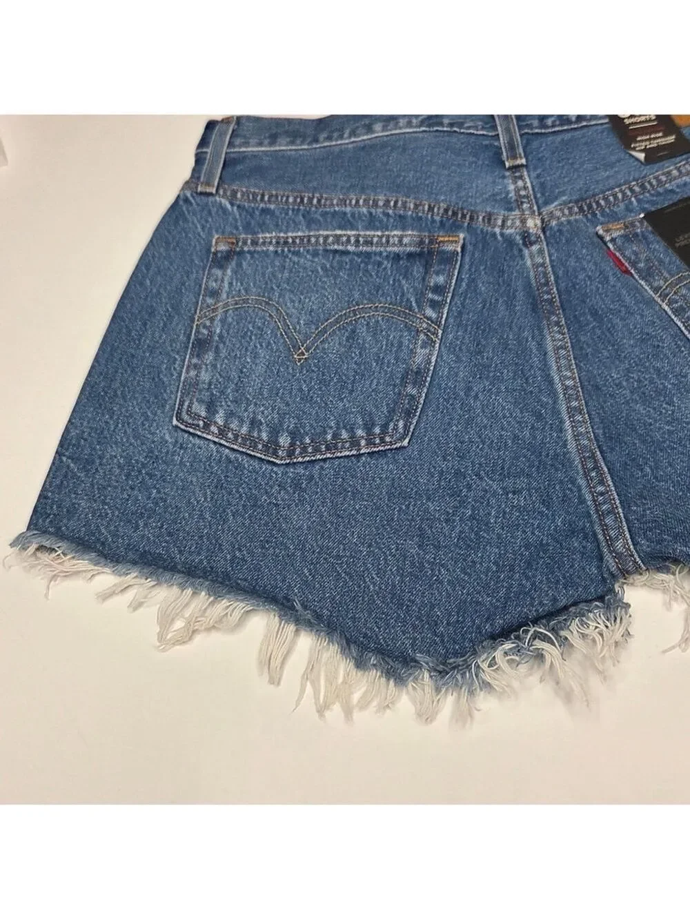 Levi's 501 Original Style Premium Denim High Rise Shorts Cut Off Women's Size 31 - Picture 10 of 16